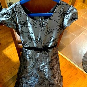 Satiny and Velvet Floral Girls Formal Dress